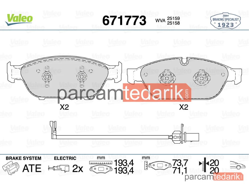 671773 | Fren Balatası — Audi A7, Audi A6 C7, Audi A8 D4